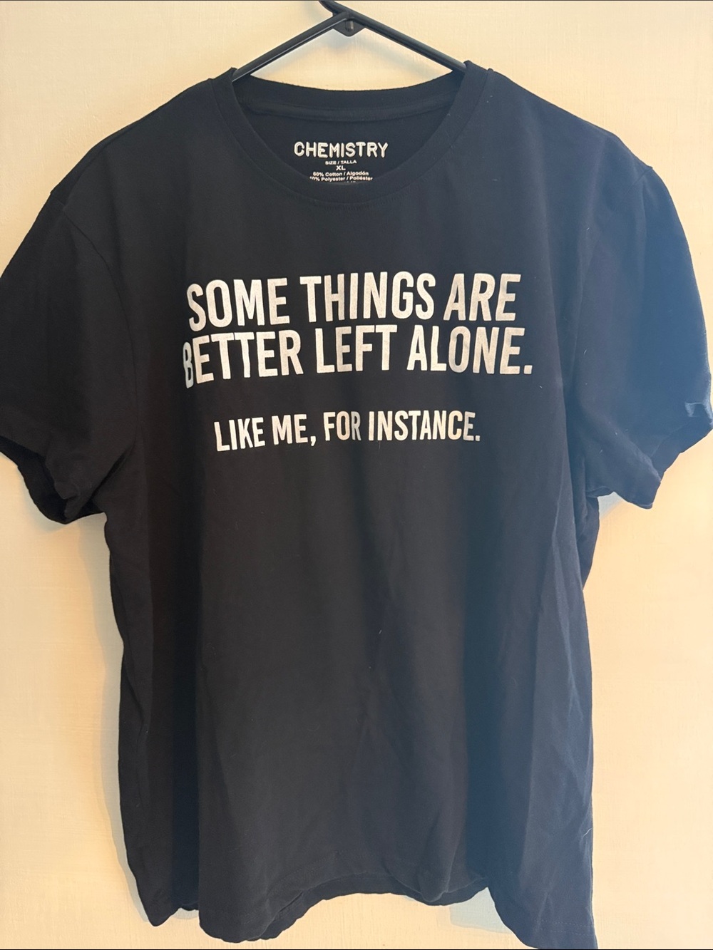 Chemistry Black Tee with White Statement Print